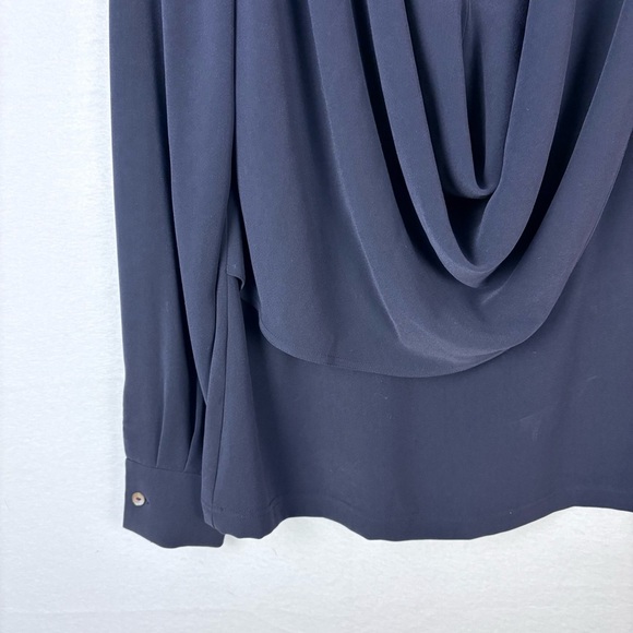 St. John Blue Draped Long Sleeve Blouse - Picture 4 of 6